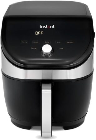 Instant Vortex Slim 5.7L Digital Air Fryer, Stainless Steel, 5-in-1 Smart Programmable Air Fryer, Baking, Roasting, Grilling, Reheating - 1700W Large Digital Slim Design (Stainless Steel 5.7L)
