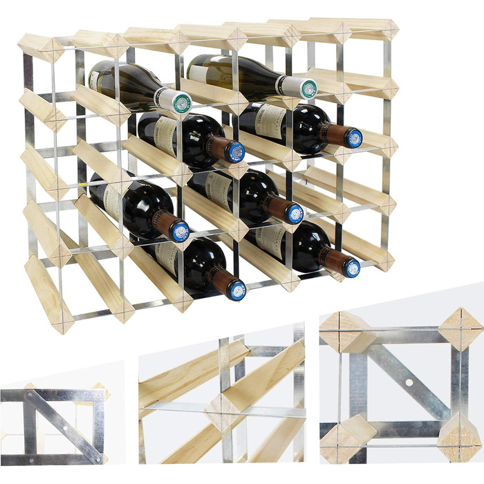 Todeco - Wine Rack, Bottle Rack, Wine Stand, Wine Holder, Wine Rack Wood for 30, Natural Wood