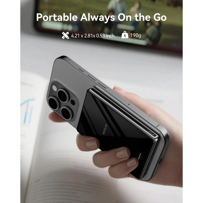 Power Bank Magsafe 5000mAh/10000mAh (Сірий/Чорний) - Бездротова зарядка, PD 20W, USB-C, Тонкий, для iPhone 16/15/14