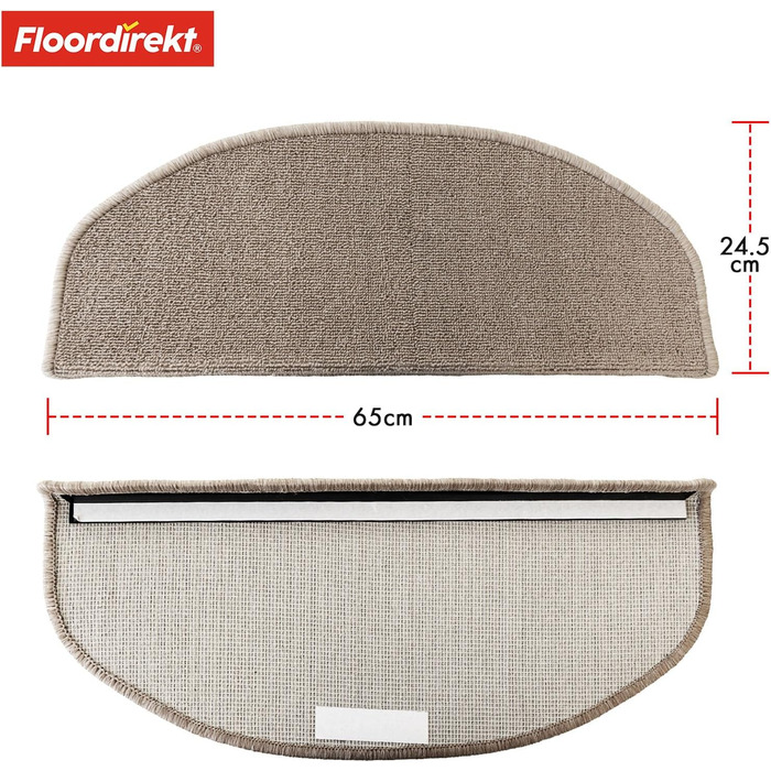 Килимок для сходів Floordirekt 15 шт. (65x23 см, напівкруглий), колір: коричневий