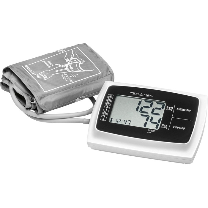 Тонометр ProfiCare® PC BMG 3121 для вимірювання артеріального тиску та пульсу | Виявлення аритмії | Тонометр на плечі з оцінкою ВООЗ | Білий | Модель 2024