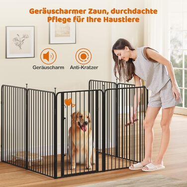 Вольєр для цуценят Yaheetech 12-секційний, 100 см, з замком, тихі труби, захист для підлоги, 8 мм металевий дріт, для квартири та саду