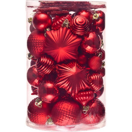 Набір прикрас для ялинки Valery Madelyn (60 шт) - червоні кулі для новорічного декору, міцні, з гачками
