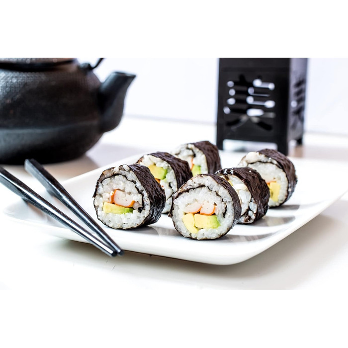 Набір для суші Exzact (10 шт.) – 2 тарілки, 2 миски для соусу, 2 підставки під столові прилади, 2 пари паличок для їжі – преміум-порицелан, подарункова коробка