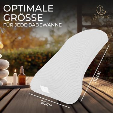 Подушка для ванни з сіткою для прання - Максимальний комфорт та розслаблення з технологією Air Mesh. Подушка для ванни з 4 міцними присосками. Підтримка шиї та голови (Біла)