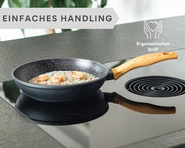 Набір сковорідок DIVORY 3 шт. (20, 24, 28 см) з антипригарним покриттям для всіх плит, включаючи індукційні. Безпечні ручки, придатні для миття в посудомийній машині.