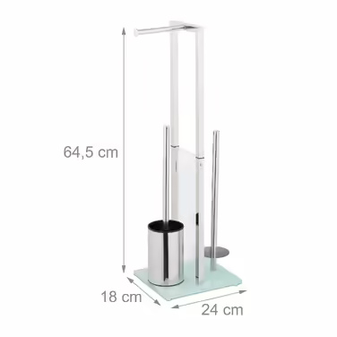 Relaxdays Standing Toilet Set, Stainless Steel & Glass