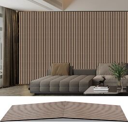 Акустичні стінові панелі з дерева AKK-PANE 240x60 см (1,44м²), 3D панелі для шумоізоляції стін у вітальню, кухню та офіс, колір: Класичний дуб
