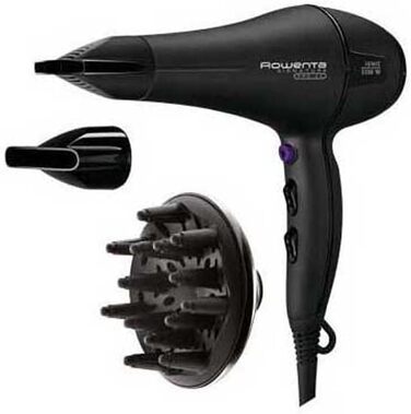 Професійний фен для волосся Rowenta Signature Pro CV7840F0, 2200 Вт, з іонізацією, 2 швидкостями, 3 режимами температури, концентраторами та дифузором