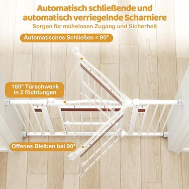 Захист для дверей Costway для собак, 74-104 см, 76 см заввишки, з маленькими дверцятами, 2 розширення, автозакривання та подвійний замок, без свердління, висувний захист для собак (білий)