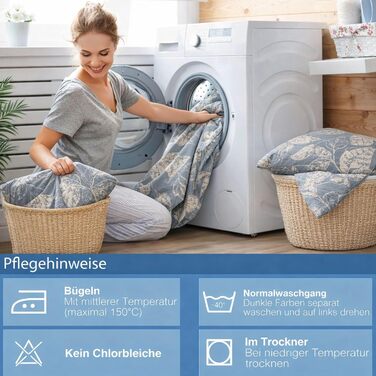 Комплект постільної білизни 200x200 см, 3 шт. з 100% бавовни (ренфорсé), ArinaV1, сіро-блакитний