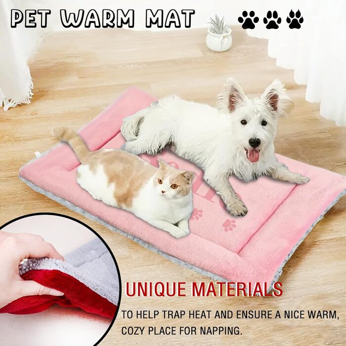 Персоналізована килимок для собак, килимок-ліжко для вольєра, миється, 69x52 см, рожевий