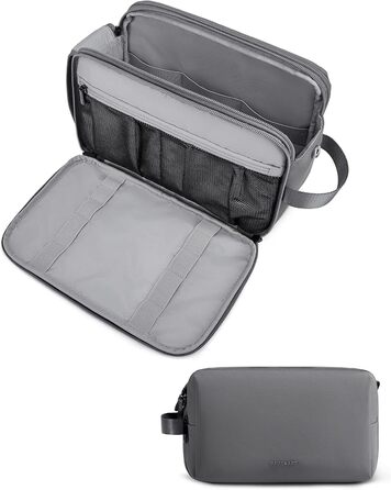 Чоловіча подорожня косметичка BAGSART з подвійною блискавкою, 5L, сіра (шкіряна фольга)