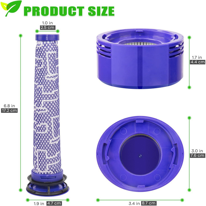 Фільтр для пилососа Dyson V7 V8: комплект заміни, 2 шт. (V8(1+1))