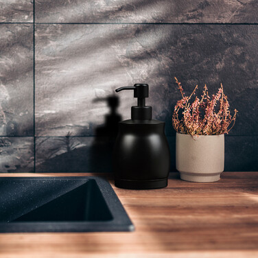 Relaxdays Stainless Steel Soap Dispenser, 390 ml