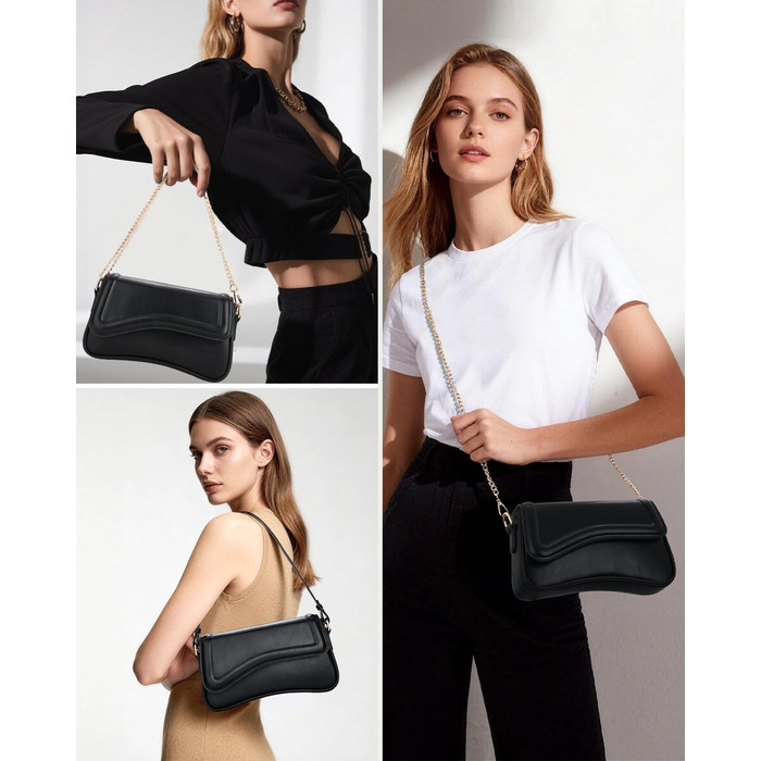 Жіноча сумка через плече, екошкіра, вінтажна Saddle Bag з 2 знімними ремінцями (Чорна, м'яка)