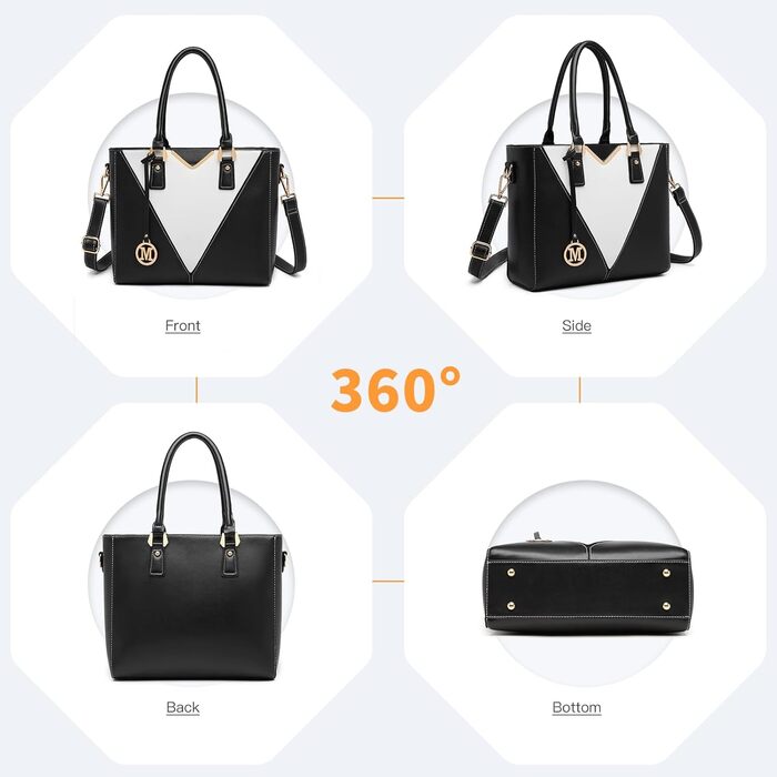 Сумка жіноча Lulu Daen середнього розміру зі штучної шкіри (PU) - чорна, комплект з гаманцем, для роботи, подорожей, бізнесу