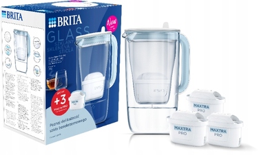 Скляний фільтр-кувшин Brita GLASS + 3 картриджі Maxtra PRO Pure, синій