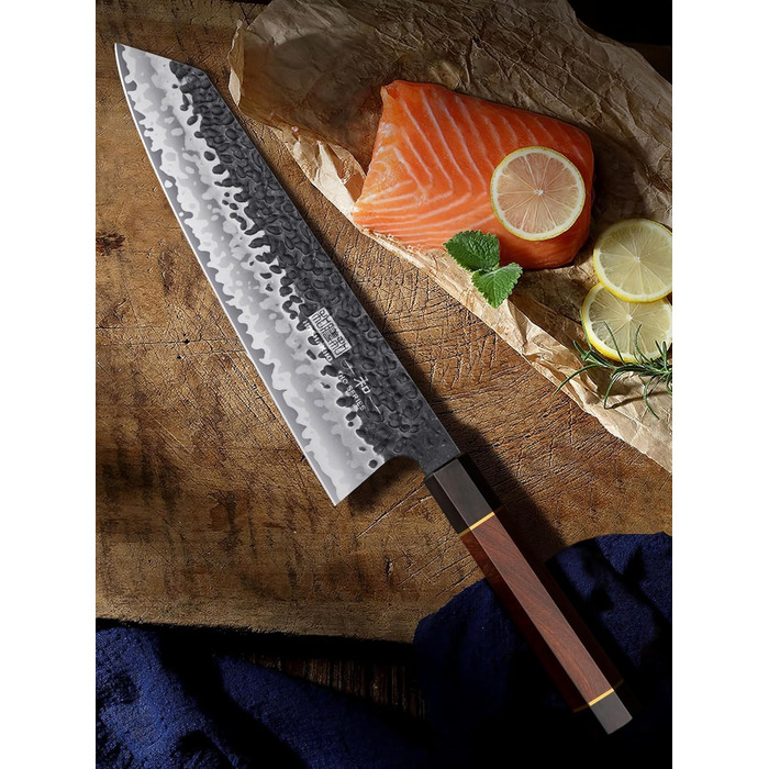 Японський ніж Kiritsuke HOSHANHO 23 см, професійний кухонний ніж з 9 шарів вуглецевої сталі, ніж шеф-кухаря з подарунковою коробкою