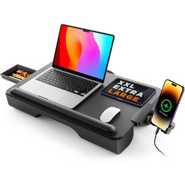 Підставка для ноутбука SAIJI з підставкою для зап'ястя та відділенням для телефону, для роботи в ліжку/на дивані, чорна