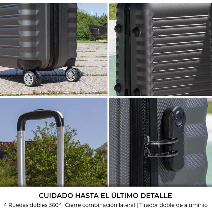 Набір валіз NEWTECK 4 шт. (75см, 63см, 53см, культури) ABS, жорсткий, з 4 колесами, сірий