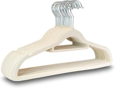 Набір вішалок для одягу UTTAM Samt - 50 шт. з бархатом, кріпленням для краваток та 360° гачком для дому (бежевий)