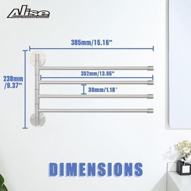 Похилий тримач для рушників Alise GK9003-LS, складаний настінний підвіс з 4 стрічками, нержавіюча сталь SUS304, колір нікель (матовий)