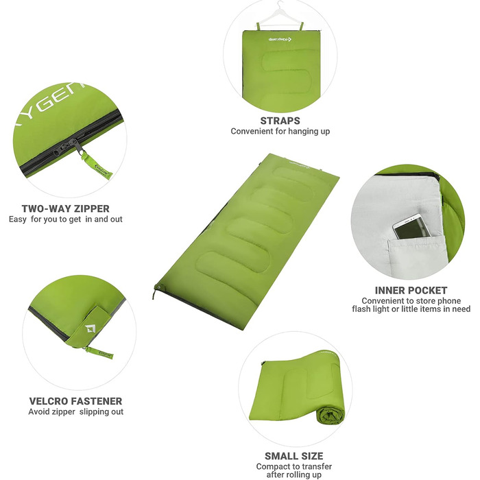 KingCamp 3-Season Sleeping Bag - Lightweight, Water-Resistant & Warm for Adults & Kids - Camping & Outdoor