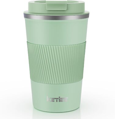 Термокружка для кави та чаю Ketiee 510 мл, подвійні стінки, з кришкою, оливковий зелений