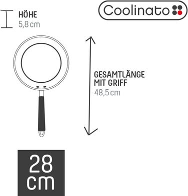 Сковорода Coolinato з нержавіючої сталі з покриттям для газових, електричних, склокерамічних плит та духовки (20 та 28 см)