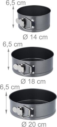 Набір форм для випічки Relaxdays, 6 шт., Ø 14-28 см, нержавіюча сталь, антипригарне покриття, антрацит