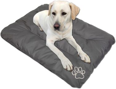 Матрац для собак, лежанка для собак великих, середніх та малих порід - водонепроникне собаче ліжко, м'яке лежання з піни, для вулиці та міцне собаче ліжко - 90x60x8 см (R2(100 x 70 см), сірий)
