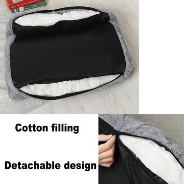 М'яке ліжко для собак та котів - зручне та миється, сіре, 65x45 см, для тварин до 7 кг