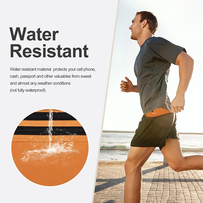 RFID-захисний чоловічий/жіночий пояс-сумка для грошей. Компактний, для подорожей та спорту. Ширина ремінця: 3.7 см (колір: коричневий/помаранчевий)