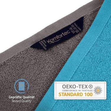 Набір рушників Komfortec 8 шт. з 100% бавовни: 4 великі (70x140 см) та 4 маленькі (50x100 см), фrotте, м'які, антрацит/бірюзовий