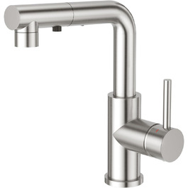 Кран кухонний CREA з 3 функціями, висувна лійка, поворот на 360°, матовий (з нержавіючої сталі)