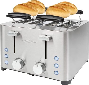 ProfiCook® Toaster | 4-Slice Toaster | Stainless Steel Housing | 1500 Watts | Wide Slot | Bagel Attachment (removable) | 7 Adjustable Browning Levels | Crumb Tray | Cord Retraction | PC-TA 1252 PC-TA 1252 inox