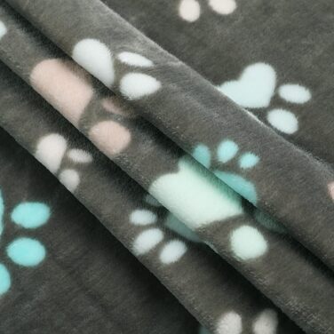 М'яка ковдра для собак та котів Luciphia, 3 шт. у наборі, 104*76 см, фліс, сіра з лапками