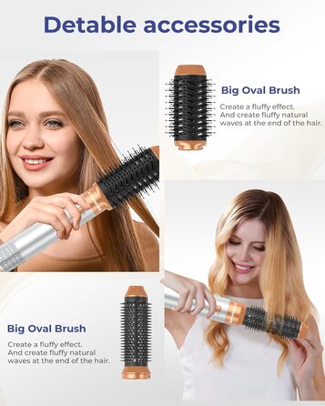 Atopskins Фен-щітка 6 в 1: стайлер для волосся, фен, щипці для завивки, випрямляч, об'єм, локони