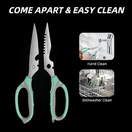 Кухові ножиці для продуктів харчування, розбірні, придатні для миття в посудомийній машині. Ідеальні для нарізання м'яса та продуктів. Кухонні ножиці, подарункова коробка (чорний). Чорні кухонні ножиці