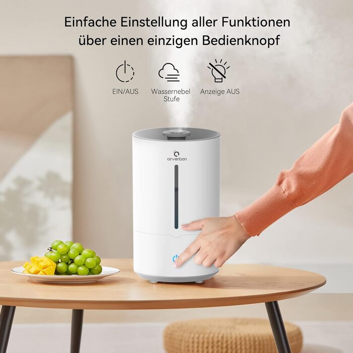 Ультразвуковий зволожувач повітря, 4 літри - тихий зволожувач для дитячої кімнати, спальні та для немовлят