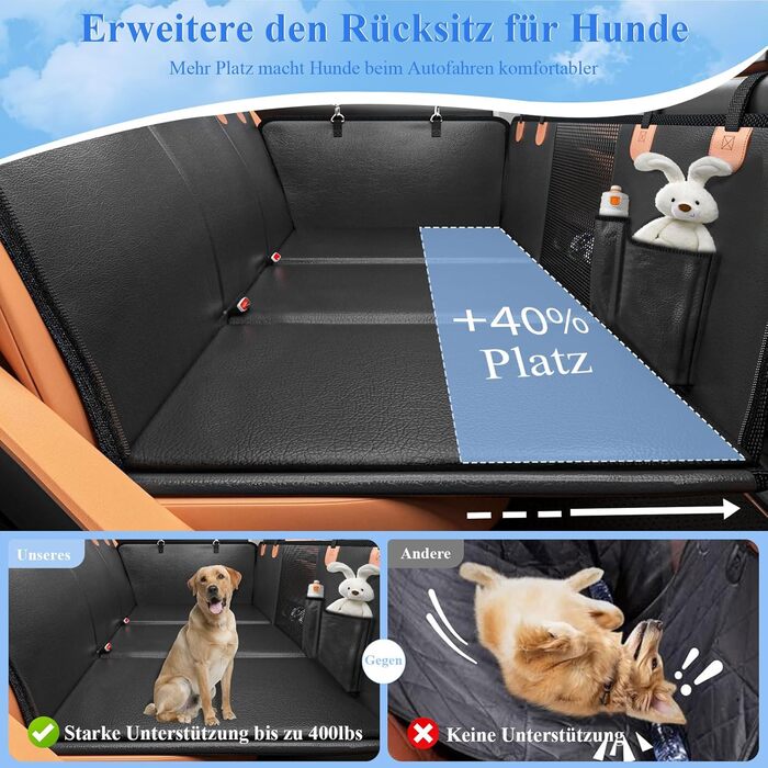 Накладка на сидіння автомобіля для собак, водовідштовхувальна, з жорсткою основою, для SUV, позашляховиків та мінівенів (помаранчевий)