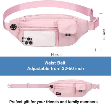 MAXTOP Поясна сумка на пояс для чоловіків та жінок, спортивна, водонепроникна, для подорожей, фітнесу, йоги, рожева (нейлон)
