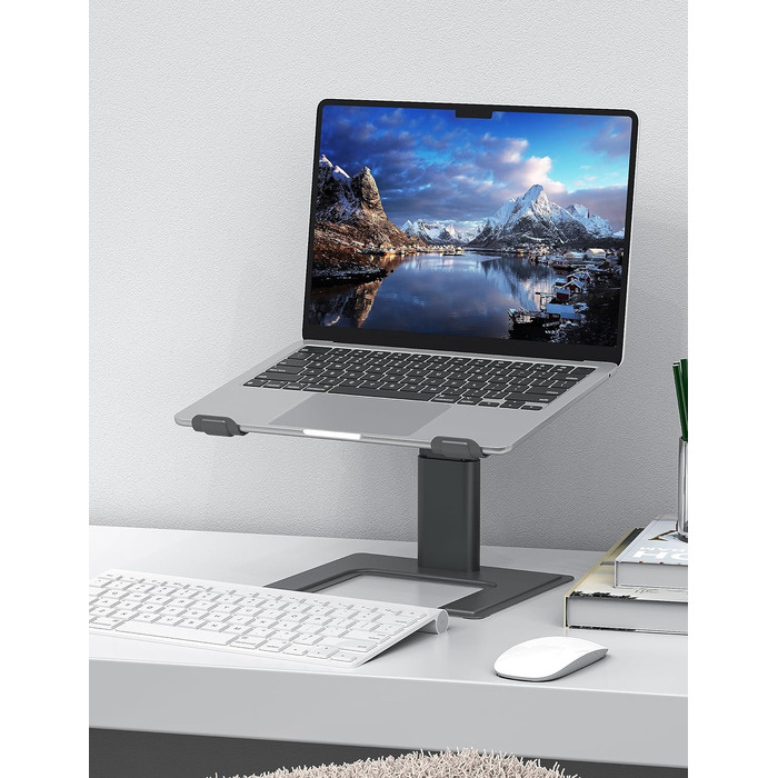 Підставка для ноутбука ALASHI, регульована висота, ергономічна, металева, чорна (C-Gray), 10-15.6 дюймів