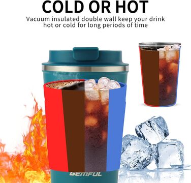 Термокружка з нержавіючої сталі 510 мл Gemful - блакитна, для подорожей та дому