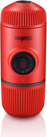 WACACO Nanopresso Portable Espresso Machine, Upgrade Version of Minipresso, 18 Bar Pressure, Small Travel Coffee Machine, Without Protective Case, Manual Operation, for Camping and Hiking (Red)