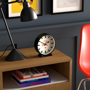 NEWGATE® M Mantel Clock for Fireplace Inserts, Silent, No Ticking, Modern Mantel Clock, Small Mantel Clock, Railroad Dial, Black