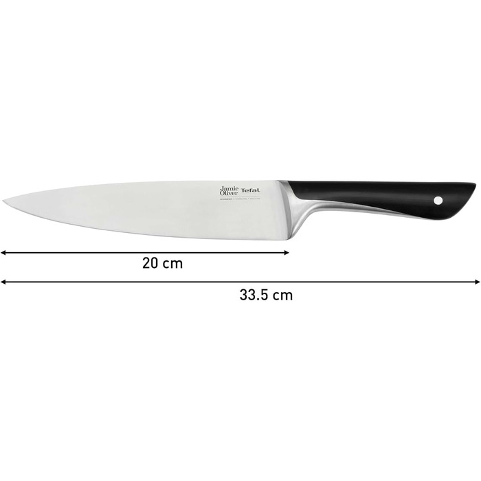 Кухонний ніж для шеф-кухаря Tefal Jamie Oliver 20 см, нержавіюча сталь, чорний, K2670155
