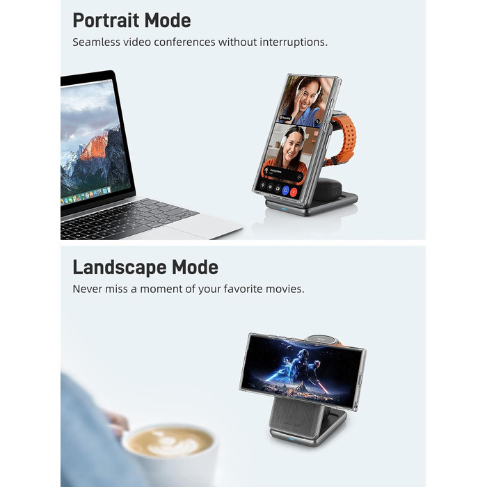 Зарядний пристрій 3-в-1 MagSafe для Samsung Galaxy S25 Ultra/S24 та Galaxy Watch Ultra/8/7/6 (Чорний)