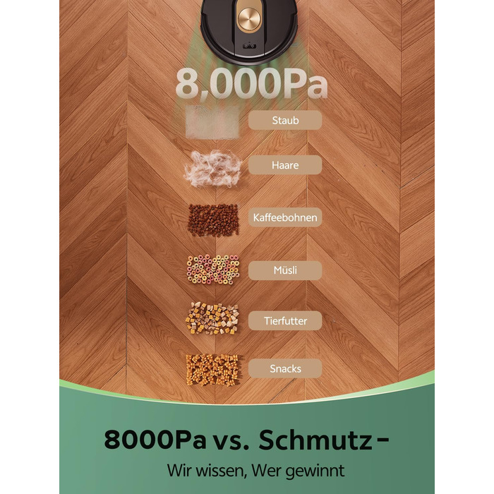 Робот-пилосос Vexilar W9 з функцією миття підлоги, LiDAR-навігація, 5000Pa, 5 карт, 15 зон заборони, керування через додаток, для твердих підлог та килимів, видалення шерсті тварин